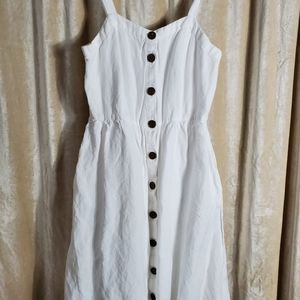 Loft linen button down dress with pockets